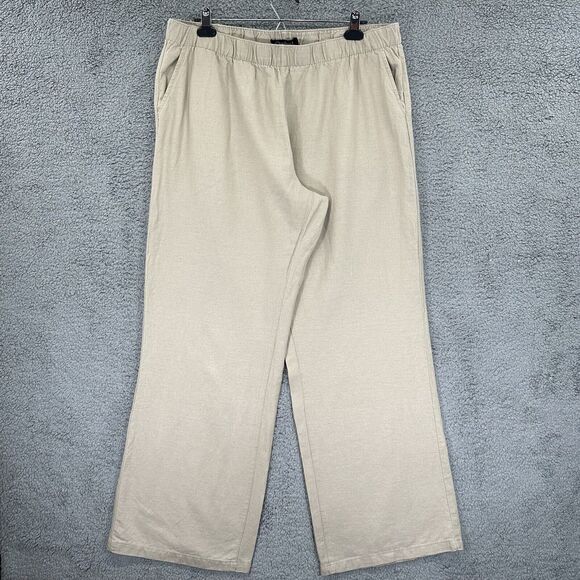 Chadwicks Wide Leg Pants Women XL‎ Beige Linen Rayon Cotton Blend Pockets i89 - Picture 1 of 12